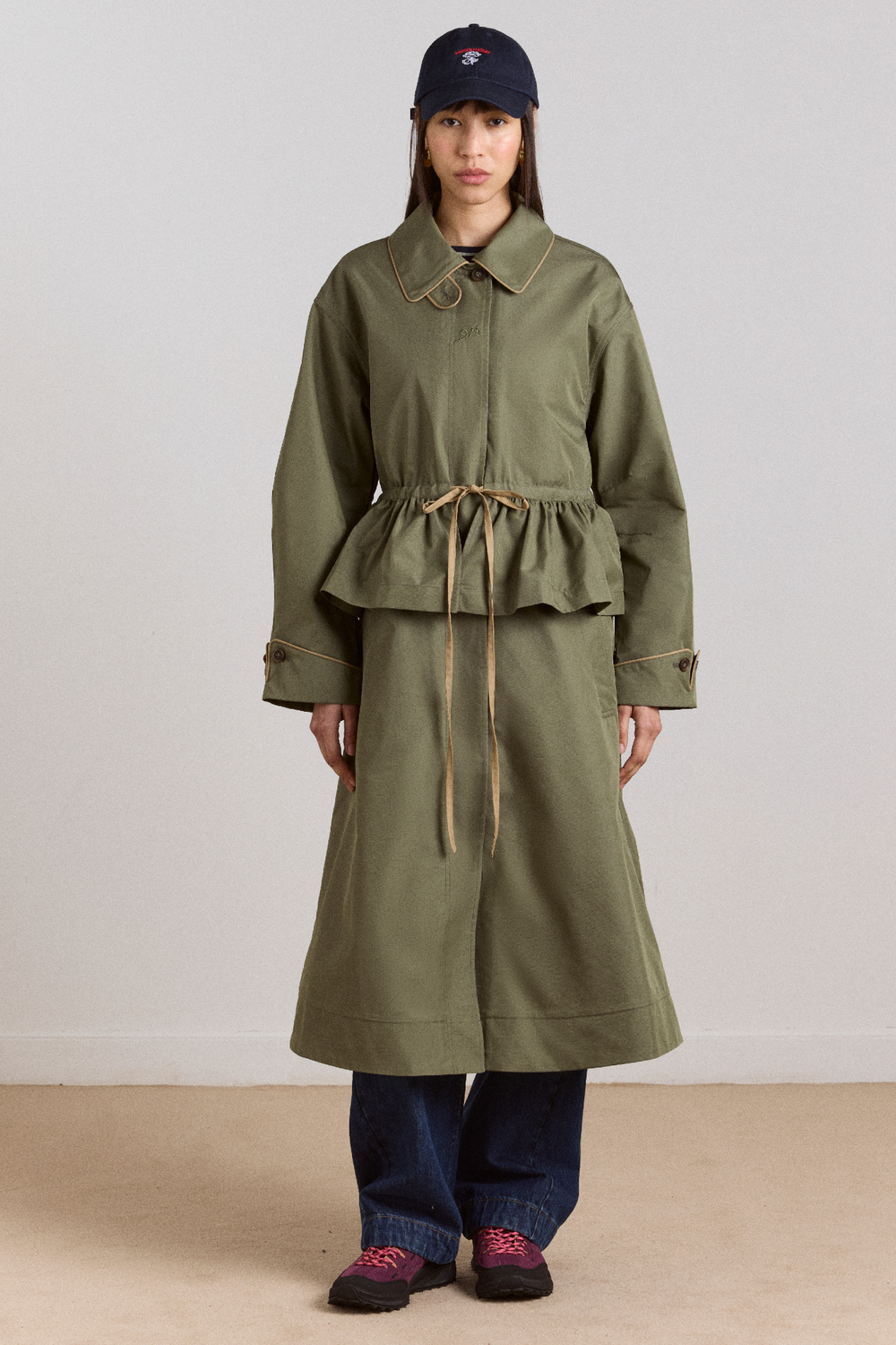 Multi-wear myrtle trench in khaki