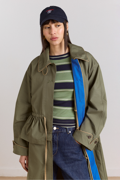 Multi-wear myrtle trench in khaki