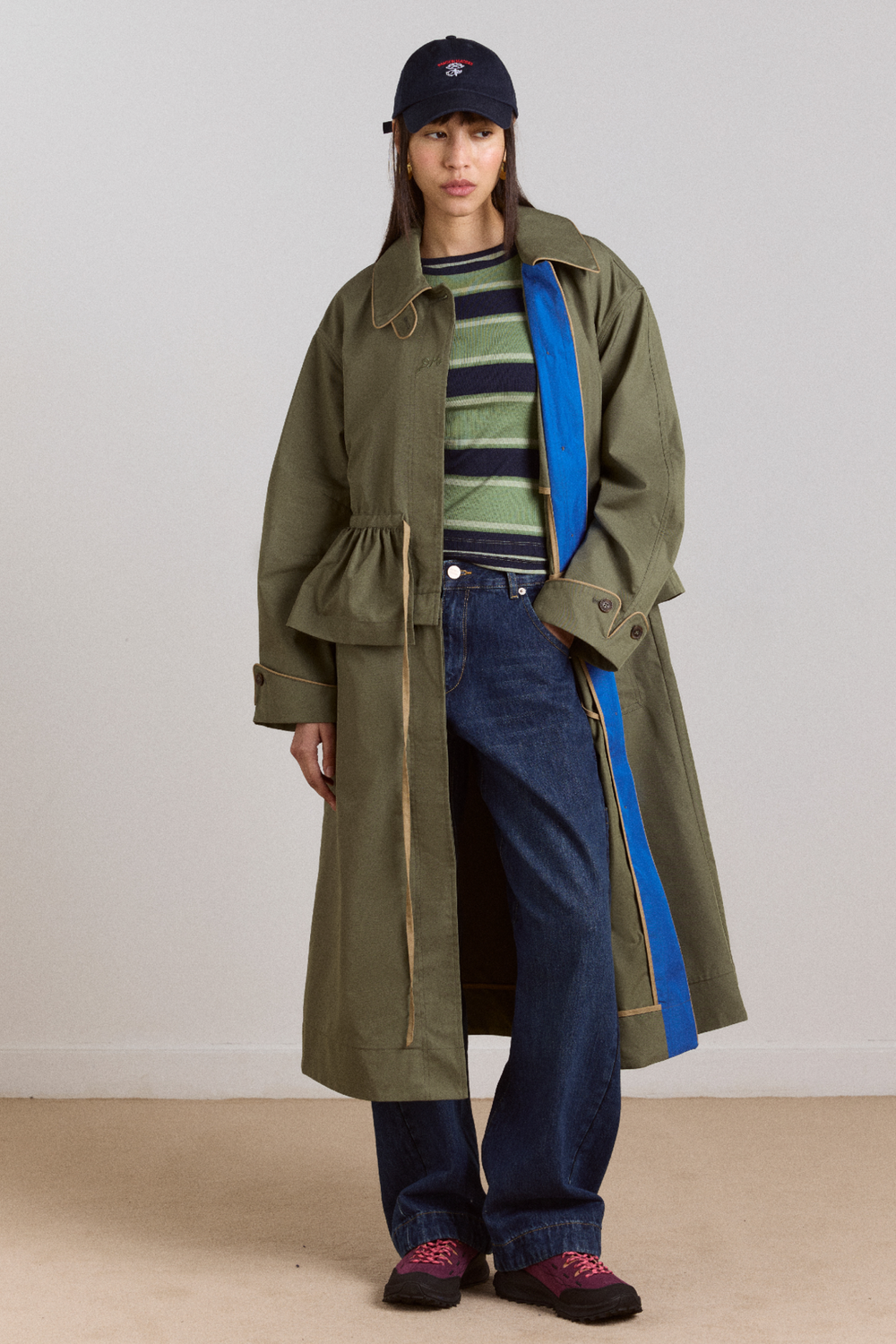 Multi-wear myrtle trench in khaki