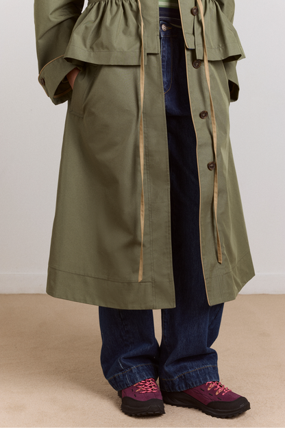 Multi-wear myrtle trench in khaki