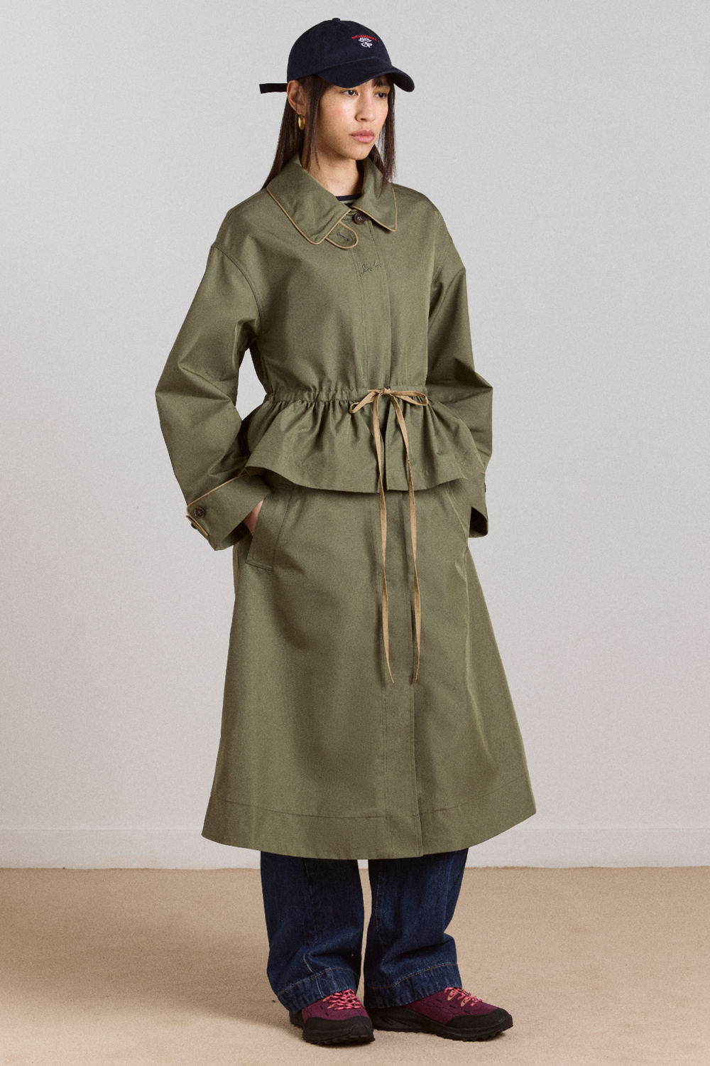 Multi-wear myrtle trench in khaki