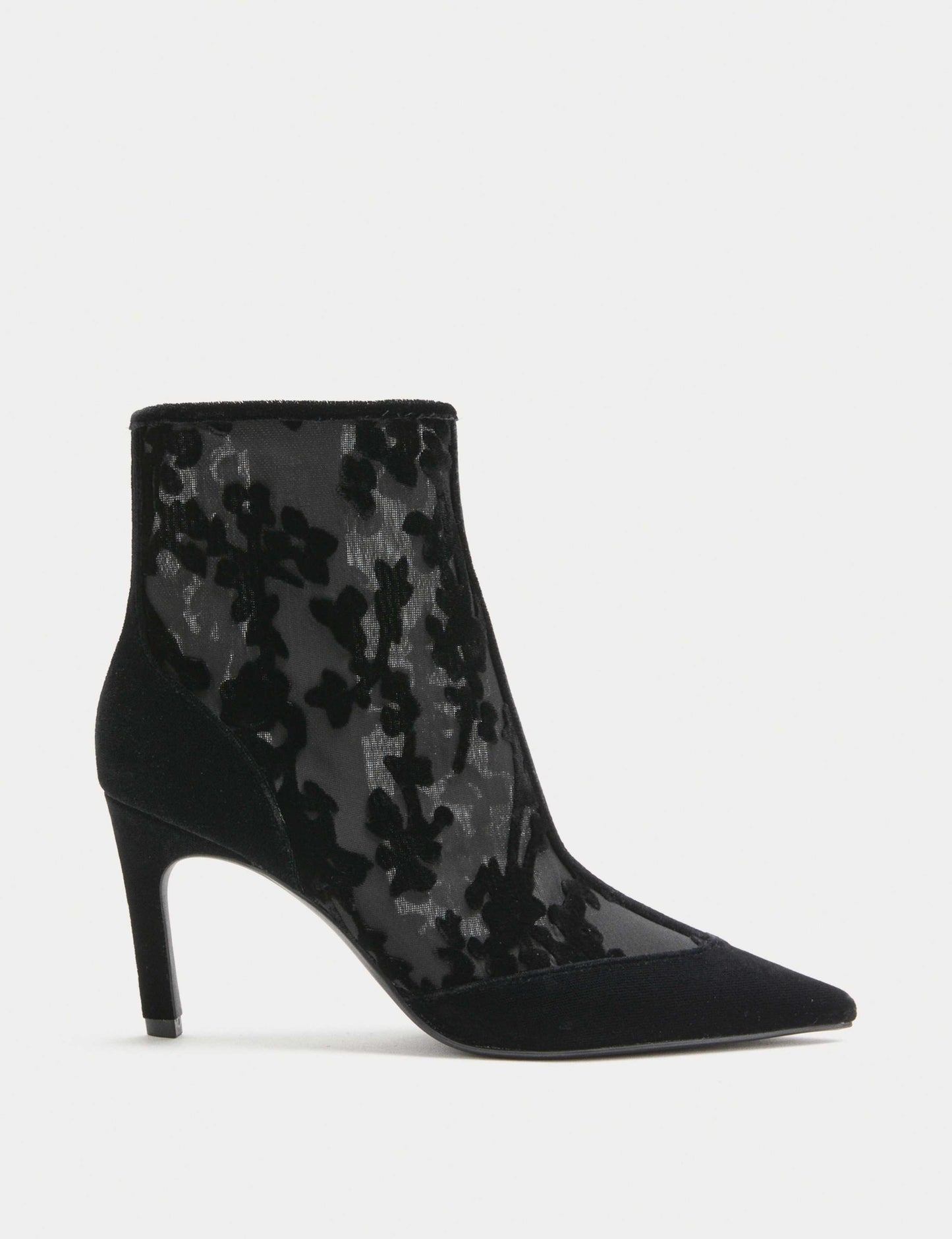 Mesh Floral Stiletto Heel Pointed Ankle Boots