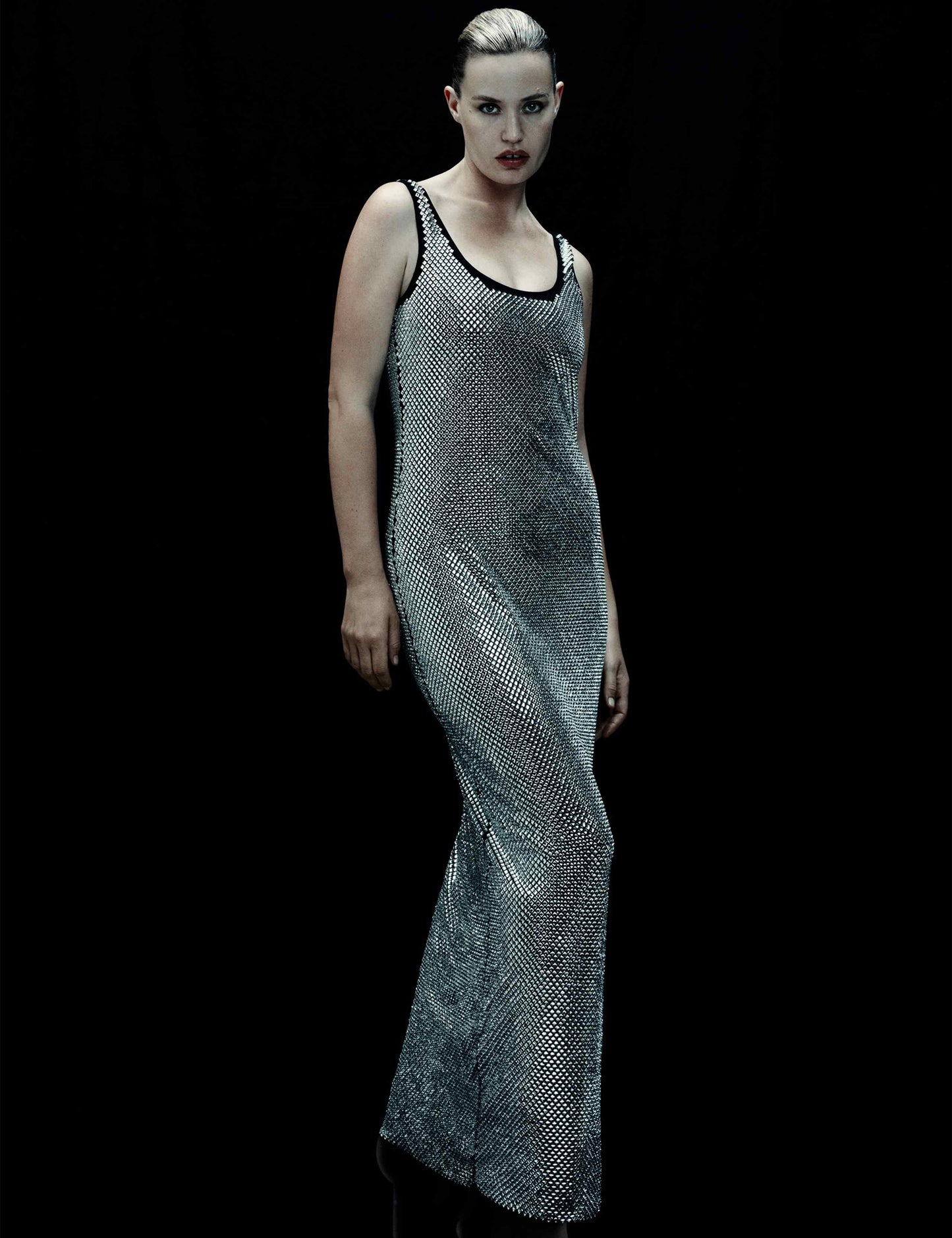 Metallic Embellished Maxi Bodycon Dress