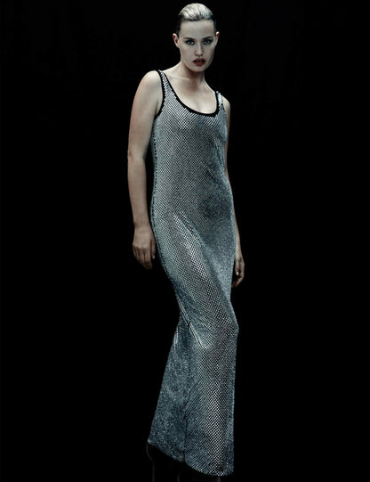 Metallic Embellished Maxi Bodycon Dress