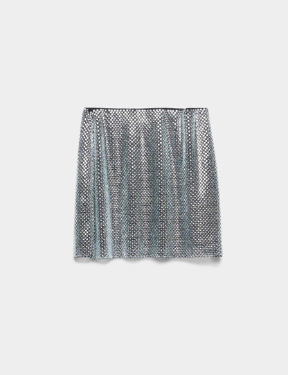 Metallic Embellished Mini A-Line Skirt