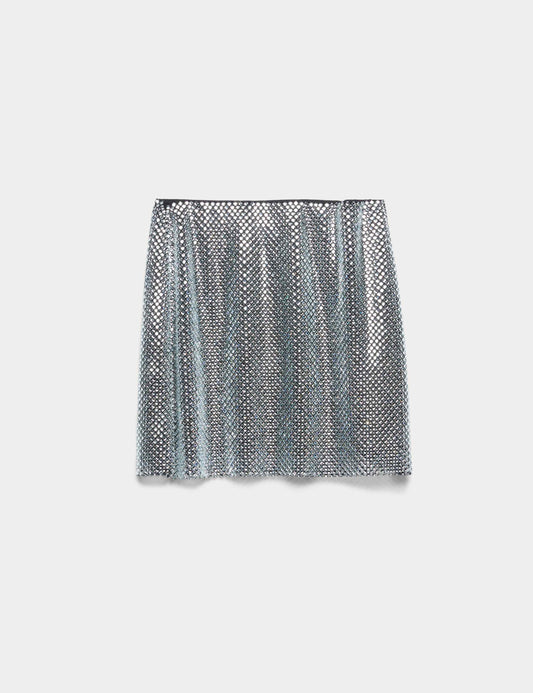 Metallic Embellished Mini A-Line Skirt