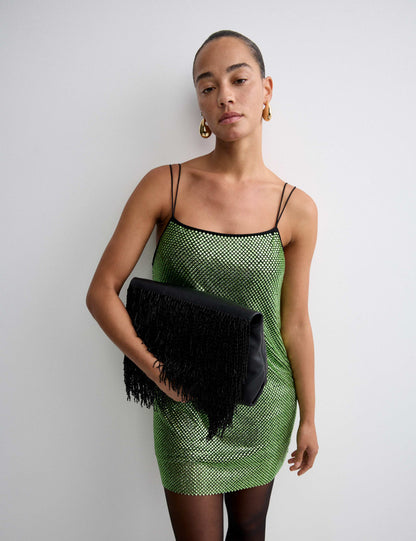 Metallic Embellished Mini Shift Dress