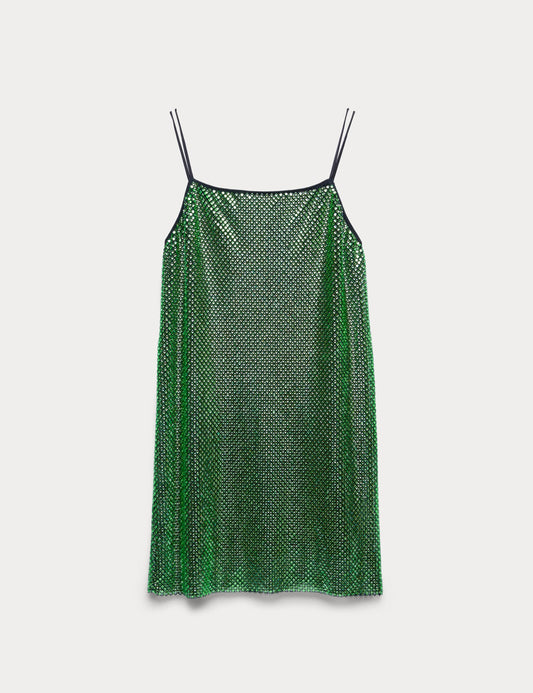 Metallic Embellished Mini Shift Dress