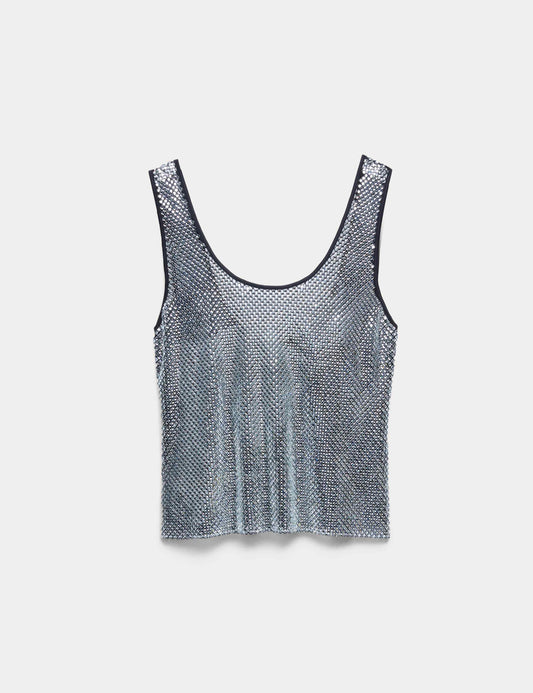 Metallic Embellished Scoop Neck Vest Top
