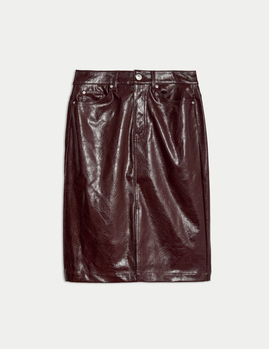 Metallic Knee Length A-Line Skirt