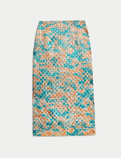 Metallic Quilted Midaxi Pencil Skirt