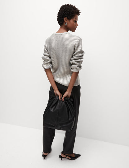 Metallic Ribbed Crew Neck Jumper