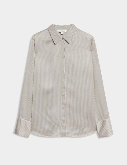 Modal Blend Satin Striped Shirt