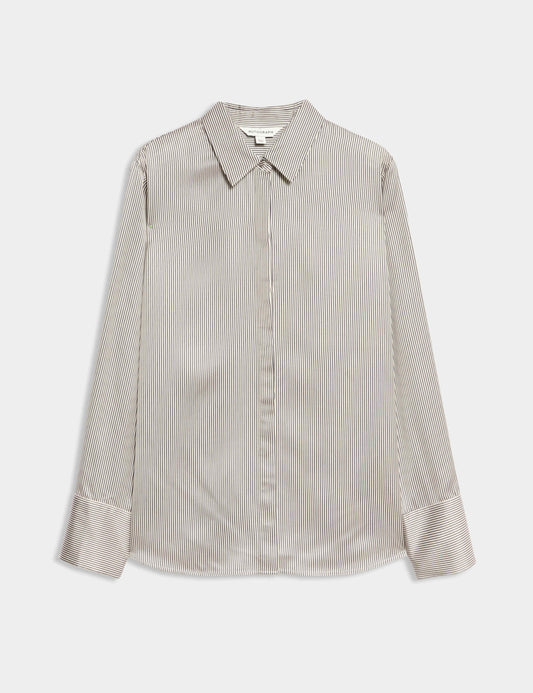 Modal Blend Satin Striped Shirt