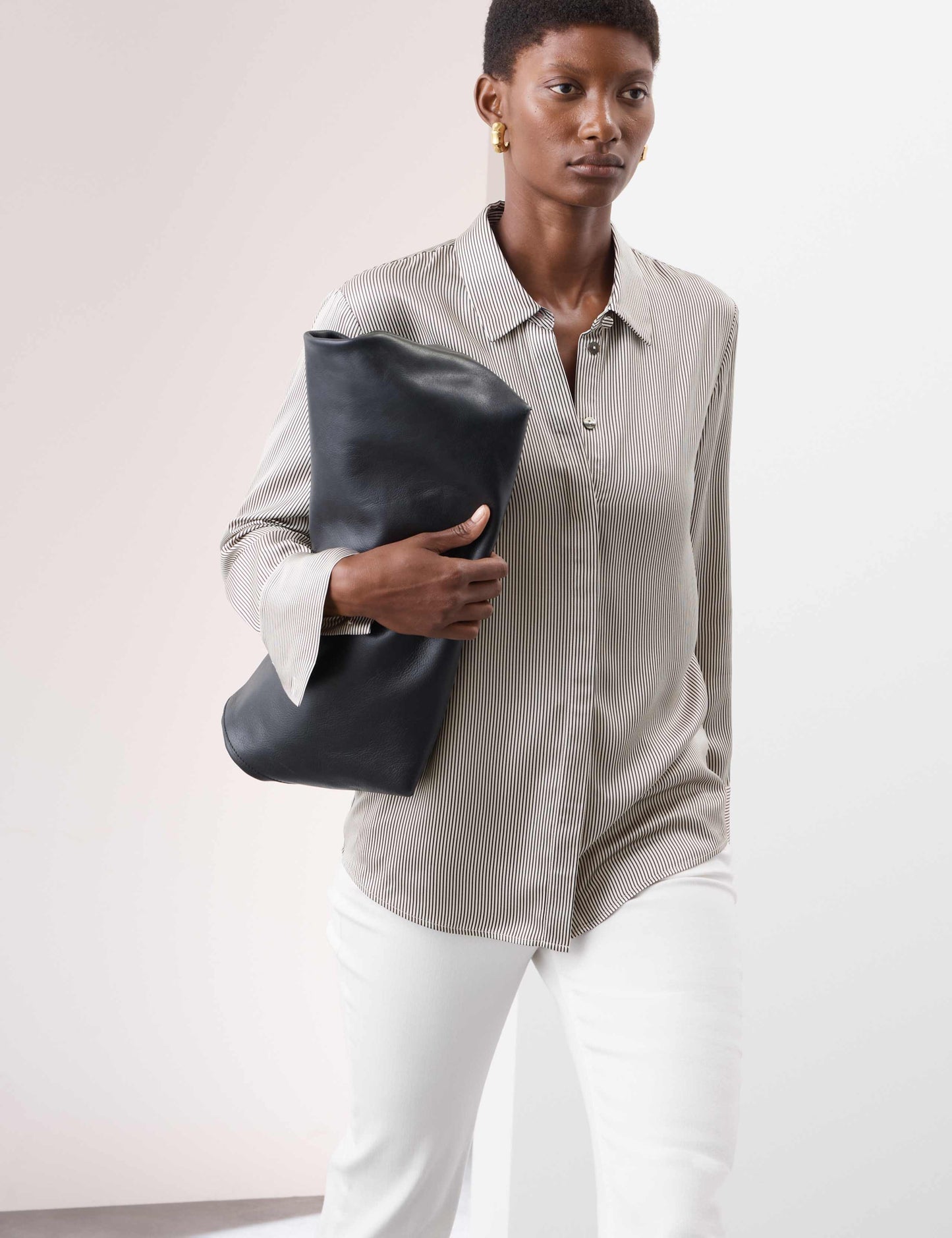 Modal Blend Satin Striped Shirt