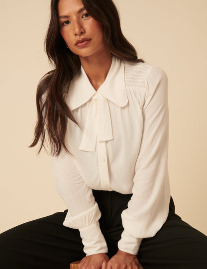 Cream Statement Collar Blouse