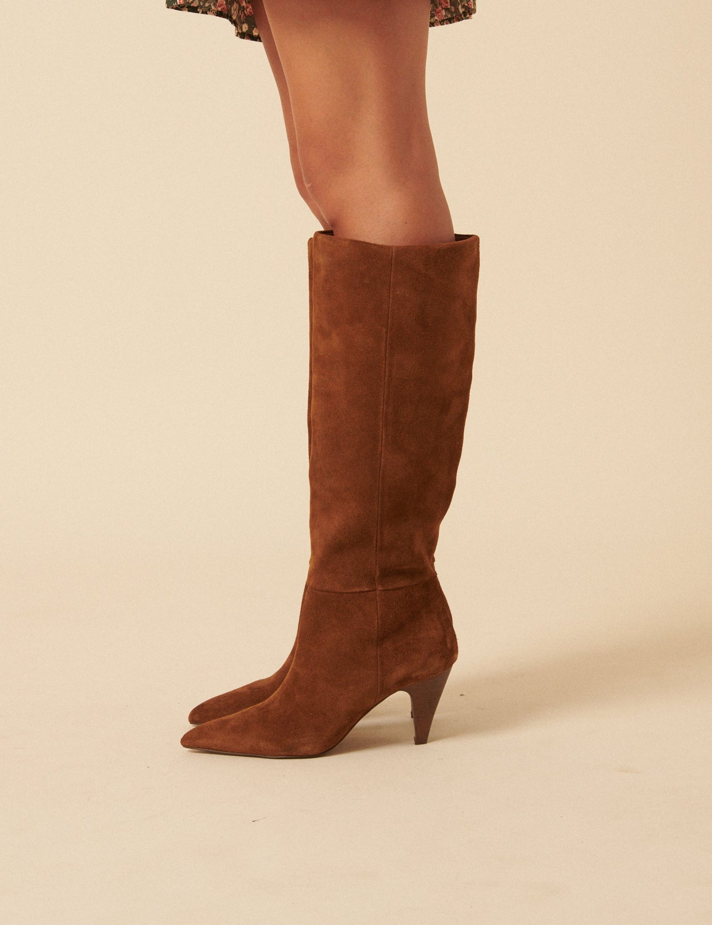 Brown Suede Heeled Boots