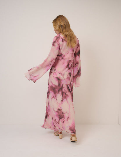 Pink Floral Phoenix Midi Dress