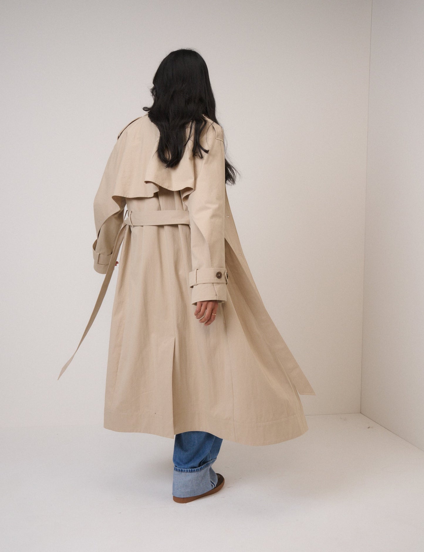Beige Tie Waist Trench Coat