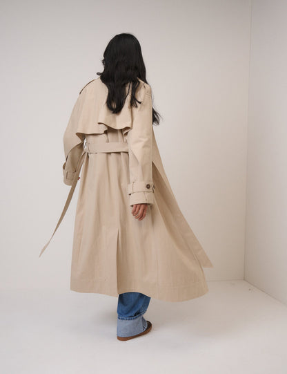 Beige Tie Waist Trench Coat