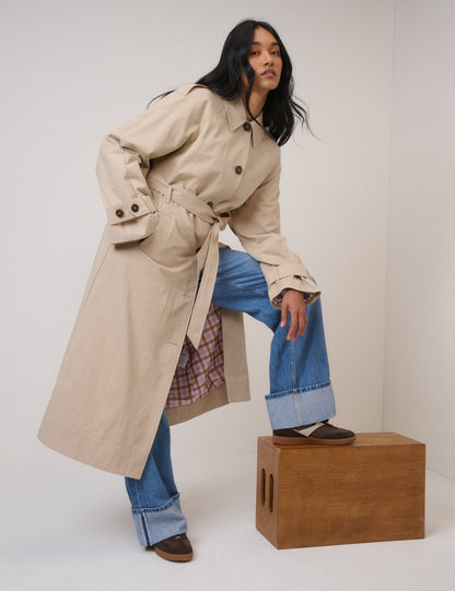 Beige Tie Waist Trench Coat