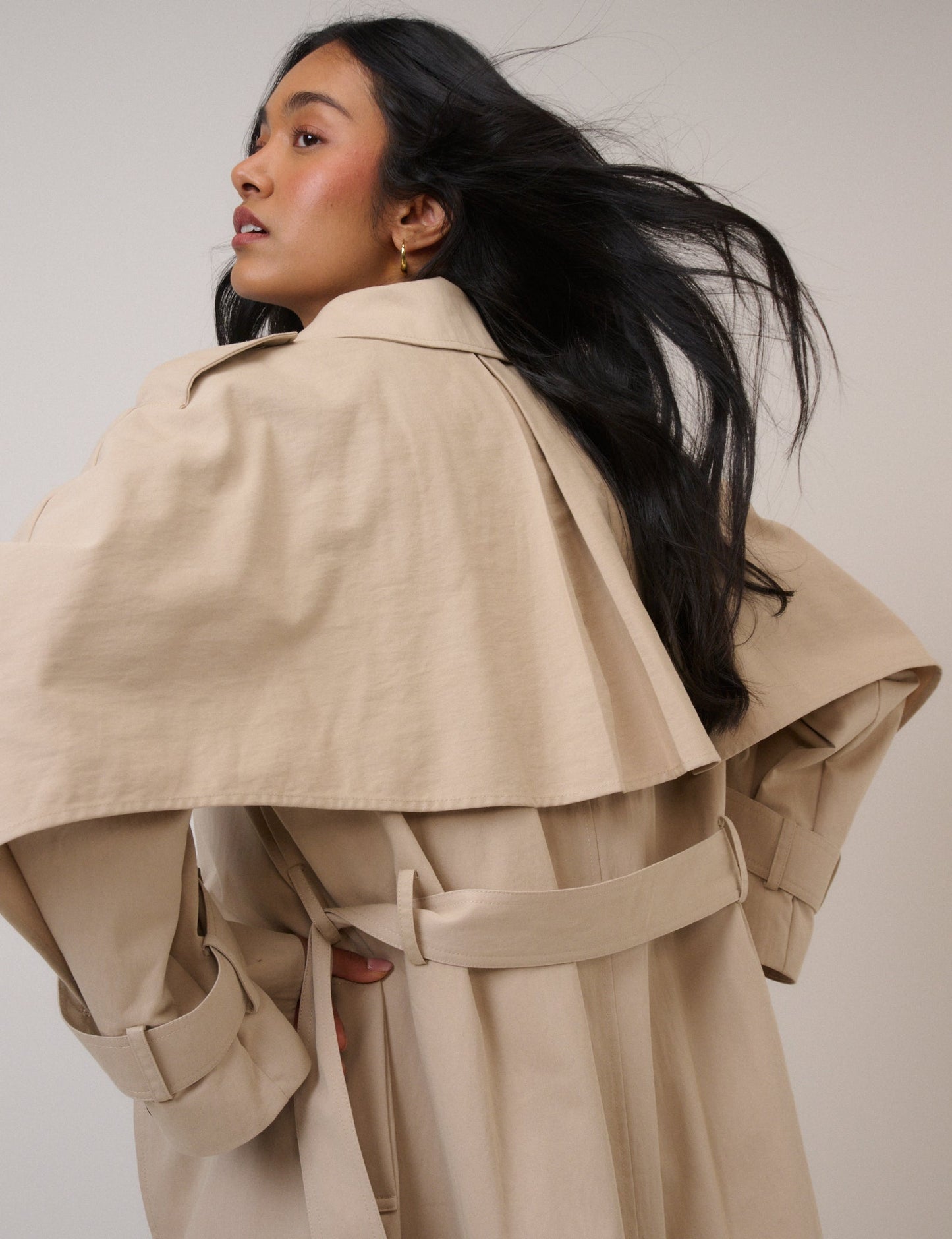 Beige Tie Waist Trench Coat