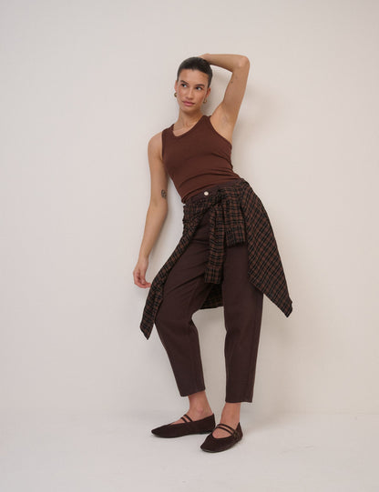 Brown High Rise Putney Barrel Leg Jeans