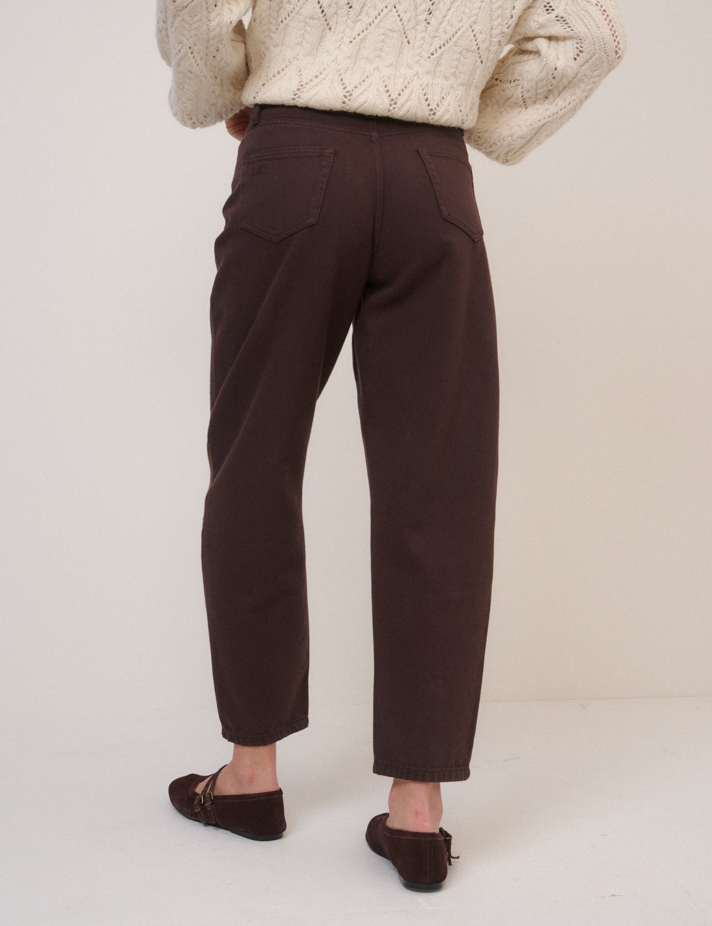 Brown High Rise Putney Barrel Leg Jeans