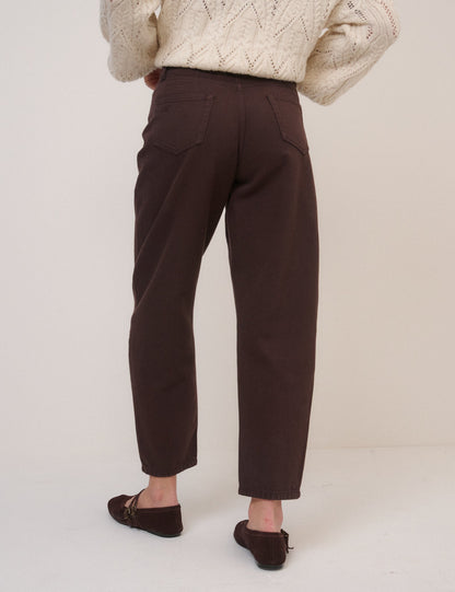 Brown High Rise Putney Barrel Leg Jeans