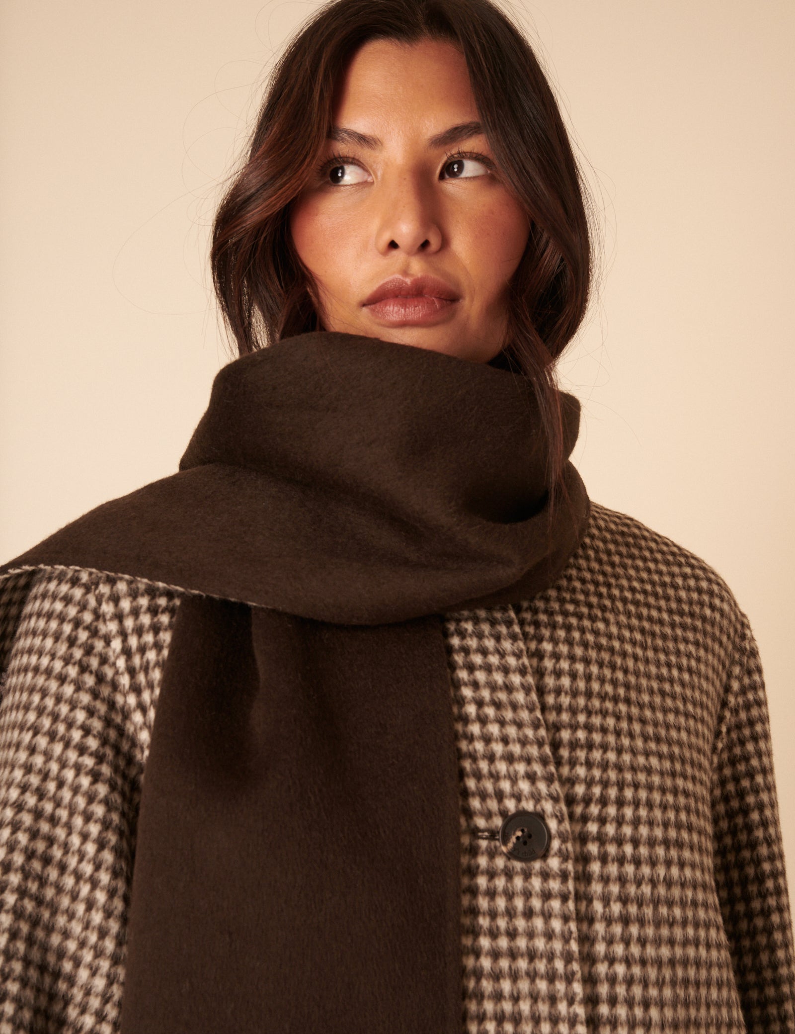 Brown Houndstooth Reversible Scarf Coat – Newin.Style