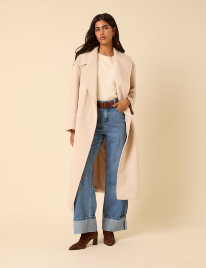Cream Relaxed Brushed Coat
