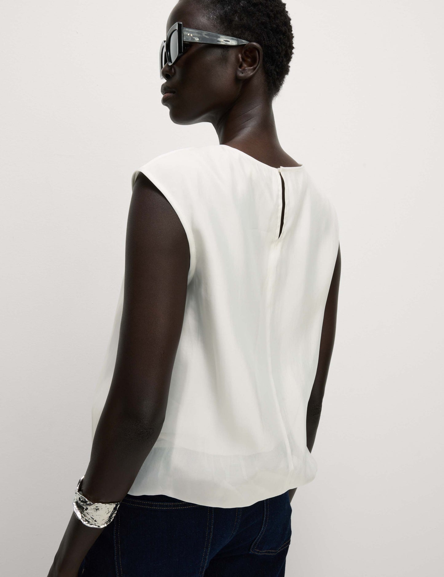 Organza Bubble Hem Top
