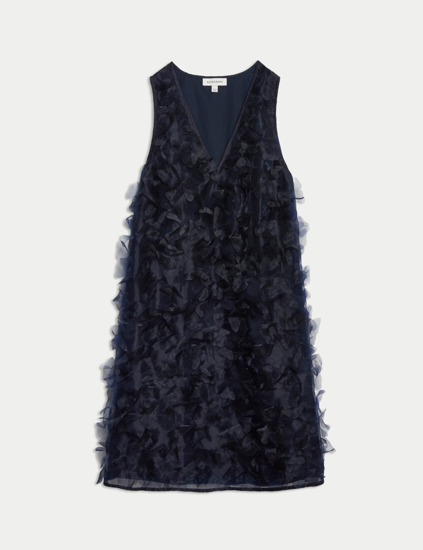 Organza Floral V-Neck Mini Shift Dress