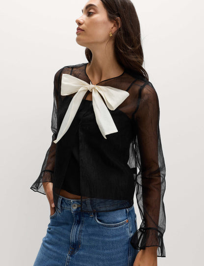 Organza Tie Neck Top