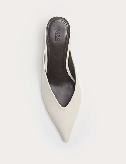 Patent Slip On Kitten Heel Pointed Mules