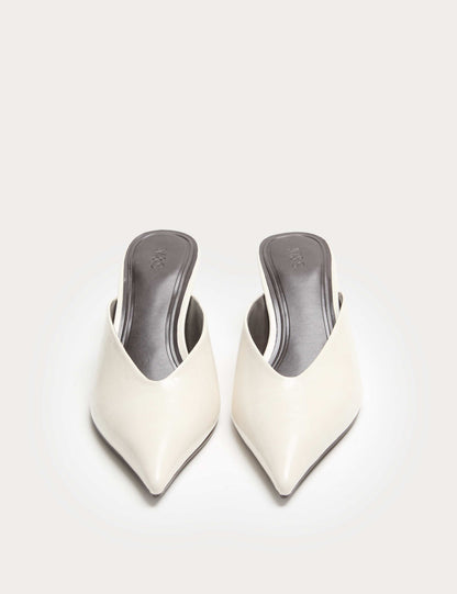 Patent Slip On Kitten Heel Pointed Mules