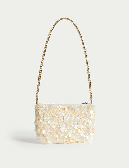 Pearl Chain Strap Shoulder Bag