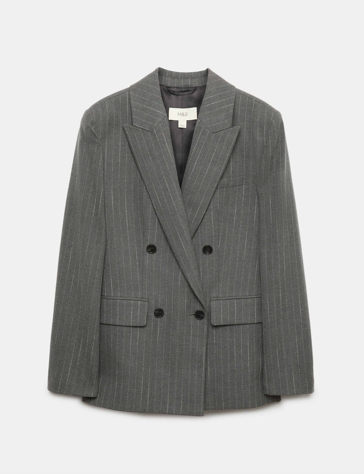 Pinstripe Double Breasted Blazer with Wool