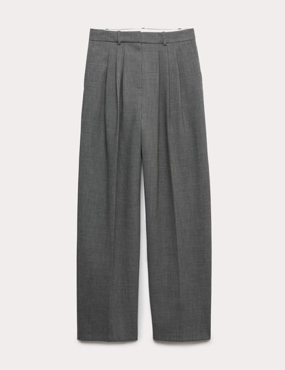 Pleat Front Carrot Leg Trousers
