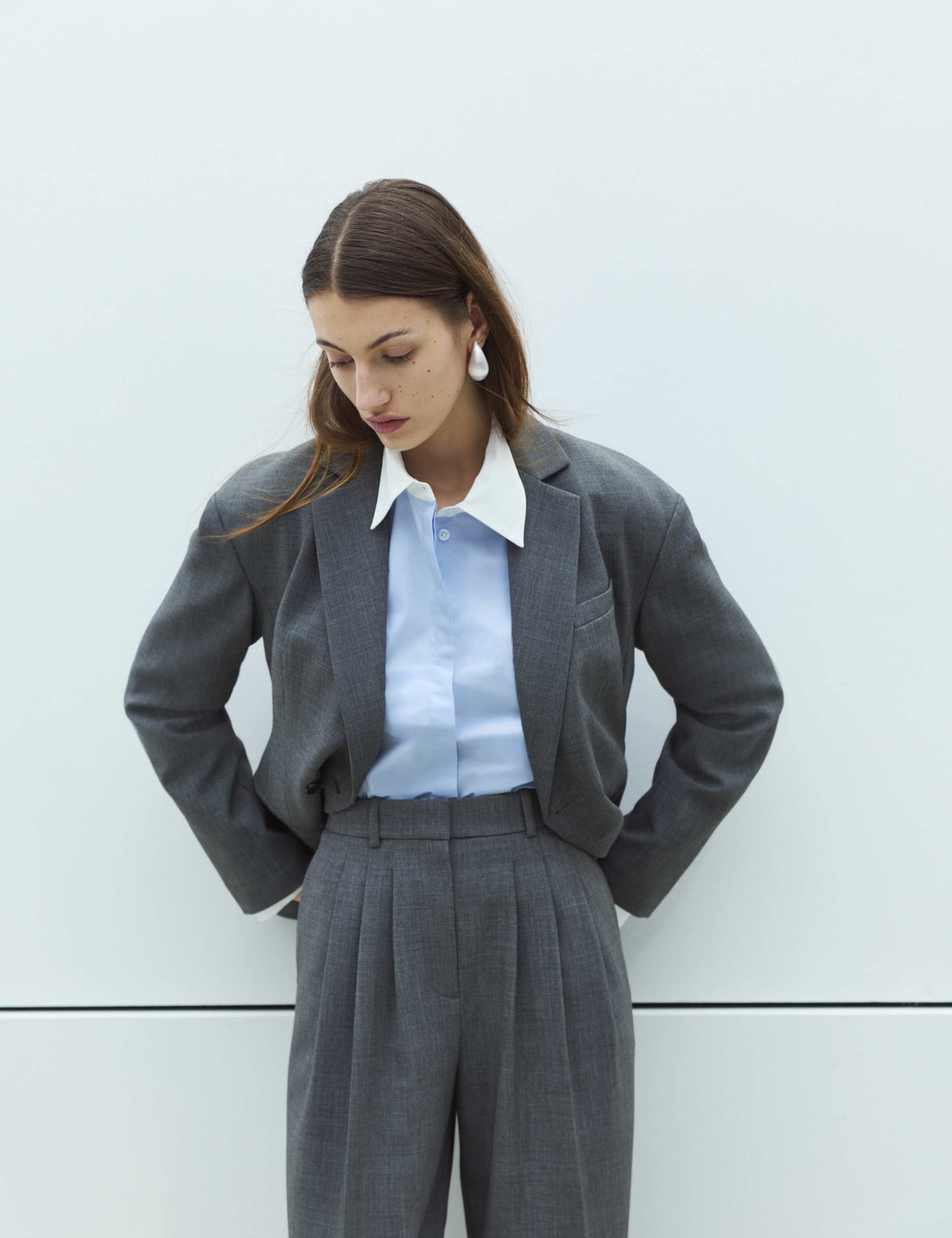 Pleat Front Carrot Leg Trousers