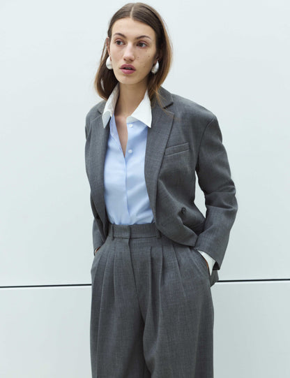 Pleat Front Carrot Leg Trousers