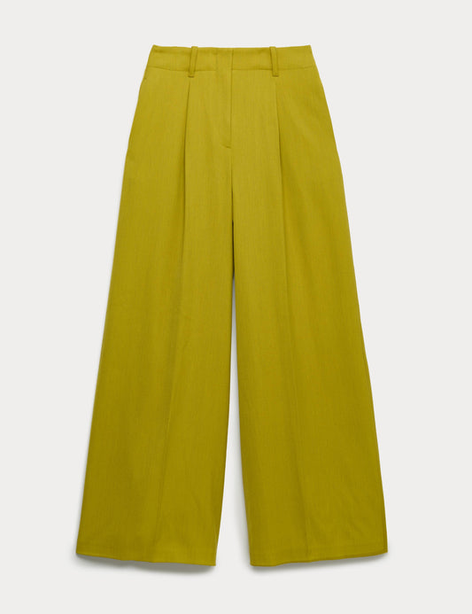 Pleat Front Wide Leg Trousers