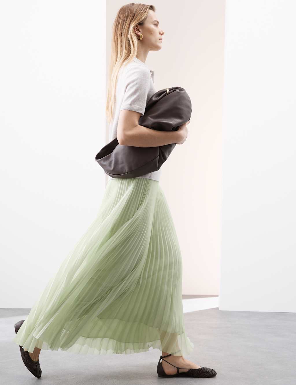 Pleated Maxi Skirt