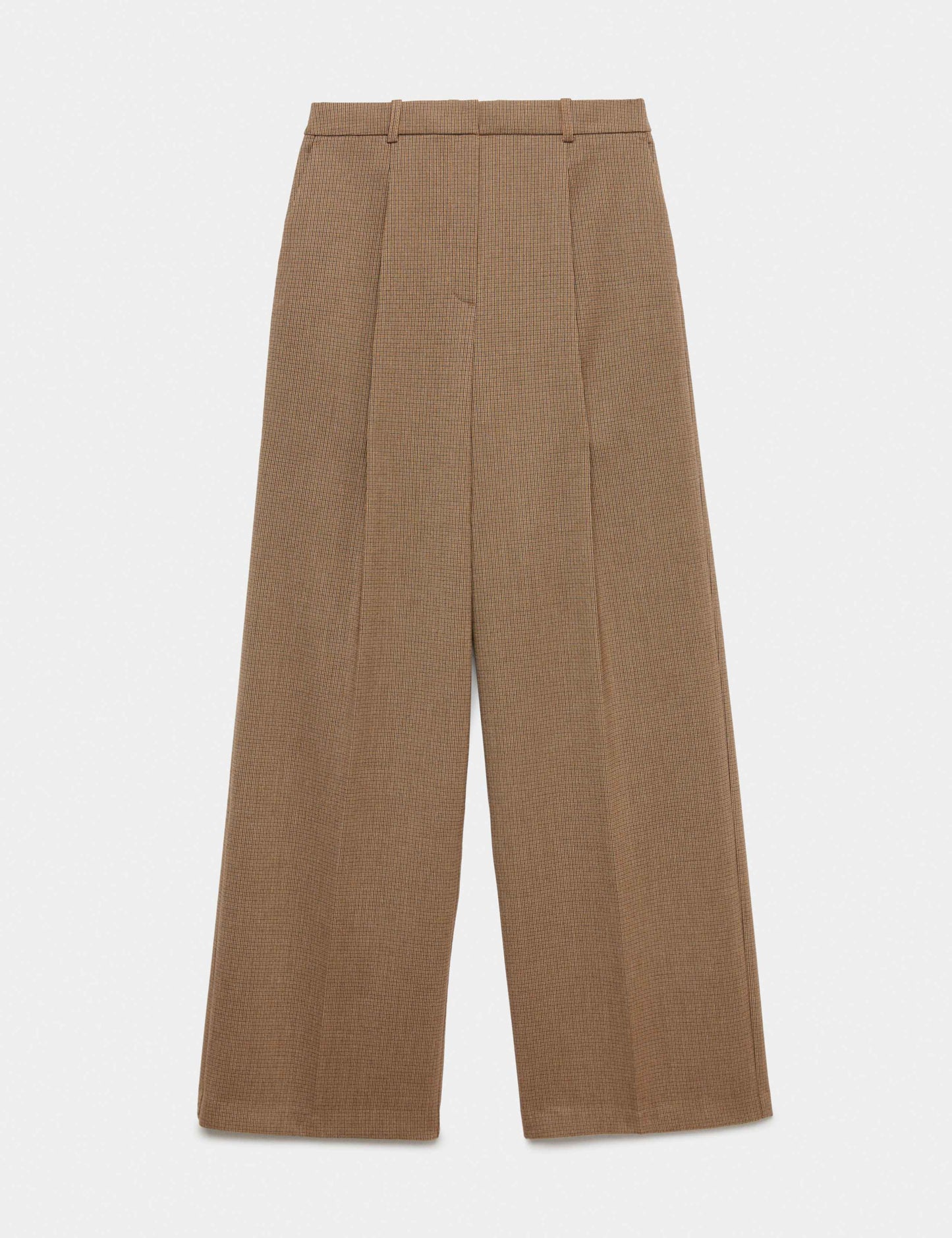 Pleated Micro Checked Wide Leg Trousers