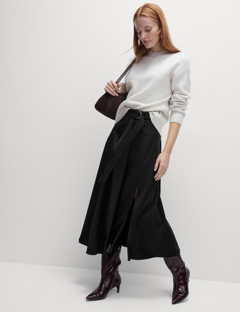 Pleated Midaxi Wrap Skirt