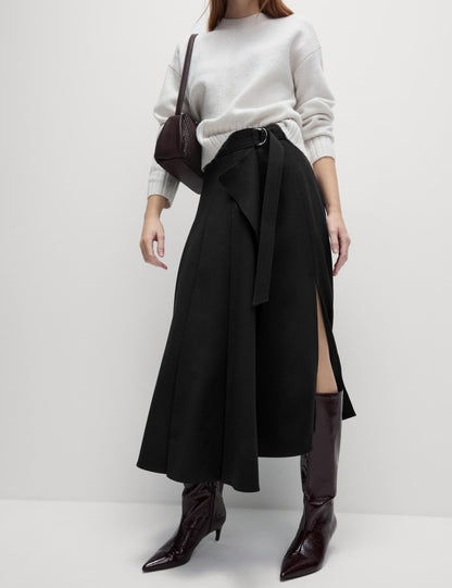 Pleated Midaxi Wrap Skirt