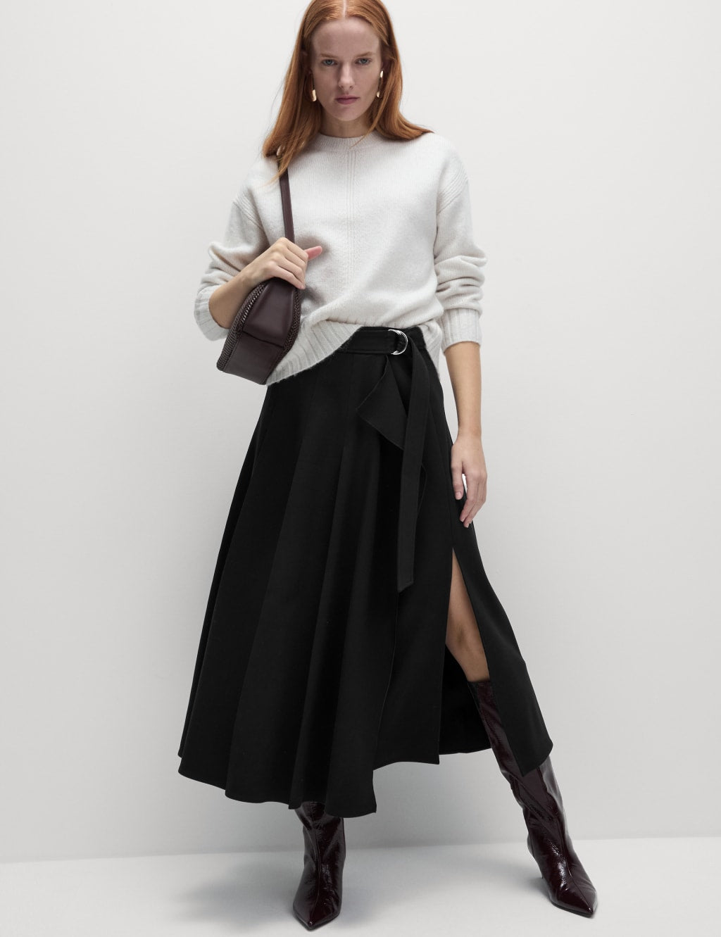 Pleated Midaxi Wrap Skirt