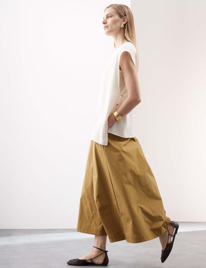 Pleated Midi A-Line Skirt