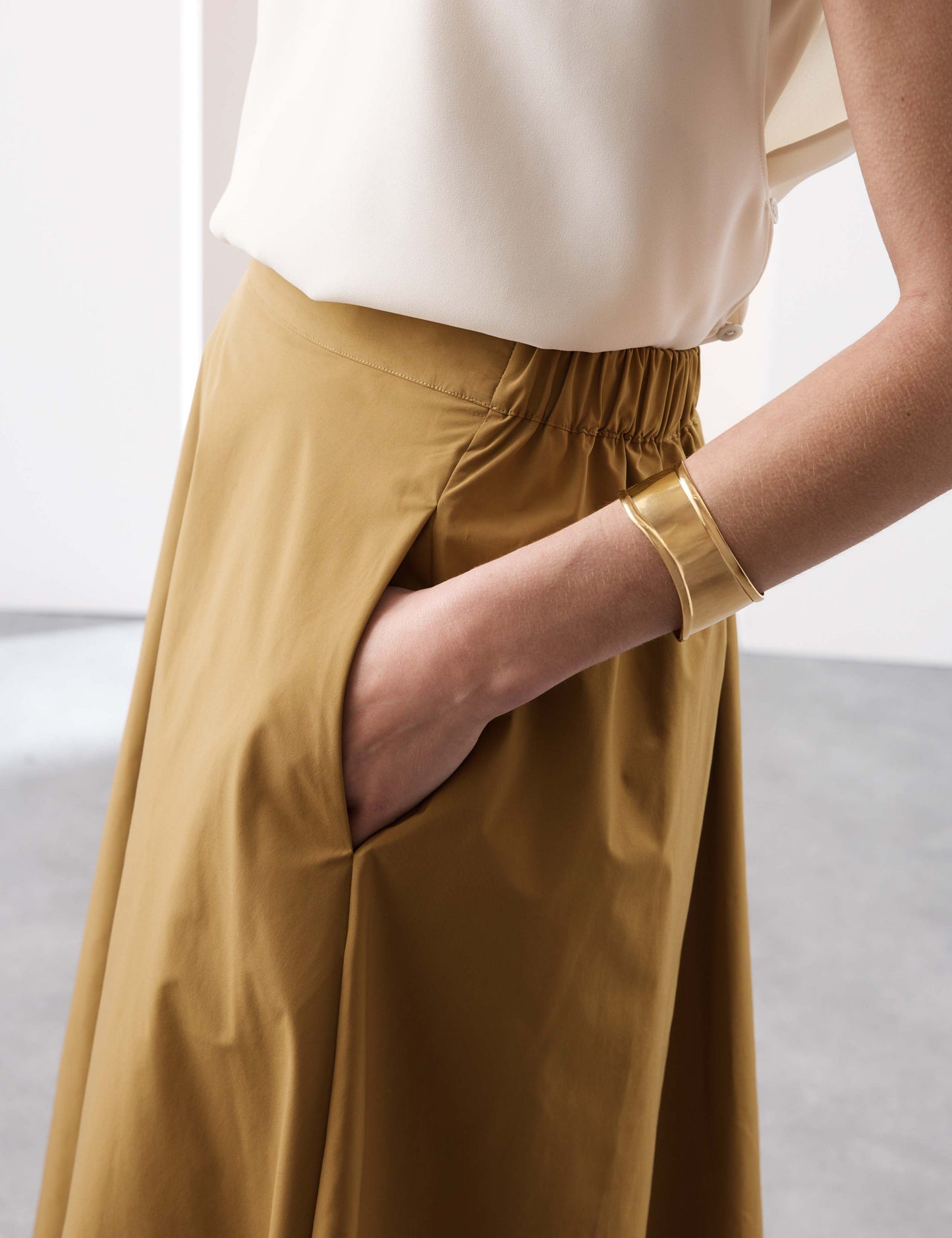 Pleated Midi A-Line Skirt