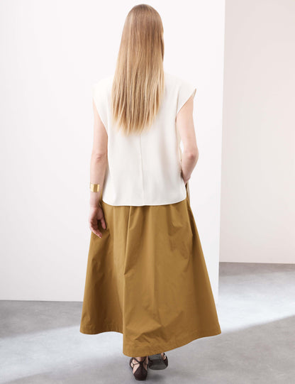 Pleated Midi A-Line Skirt